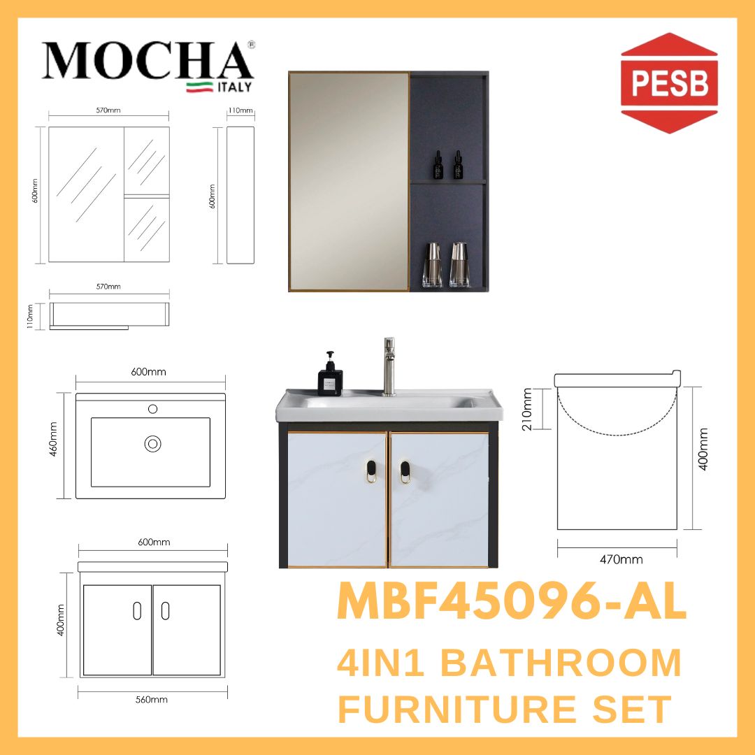 4IN1 Bathroom Furniture Set (White) | Pintar Eksklusif